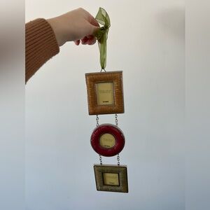 Pier 1 Imports 3 Small Hanging Picture Frames Enamel Connected By Ribbon Decor